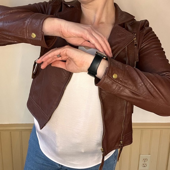 Women’s Faux Leather Jacket Rust/Chestnut/Gorgeous Rich Looking Jacket - Picture 3 of 11